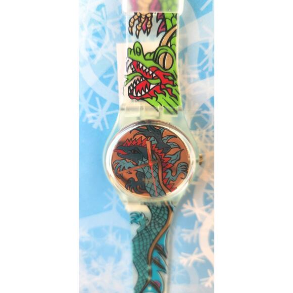 Swatch watch GREEN DRAGON GG135 1995 Standard Gents New Old Stock - Picture 3 of 9